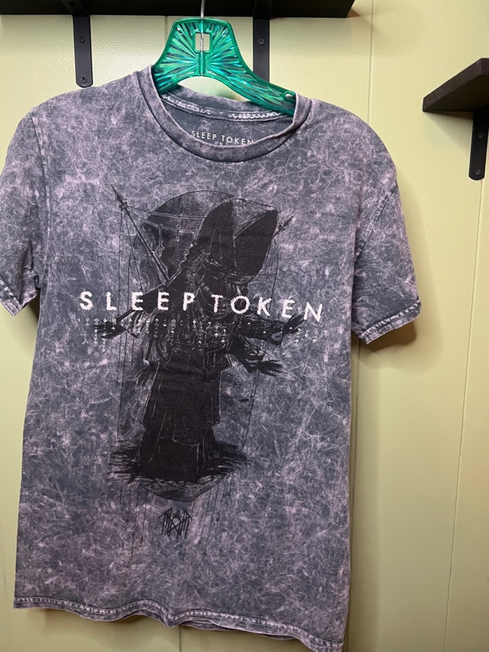 Sleep Token Short Sleeve Mineral-Wash Graphic Tee - Gray